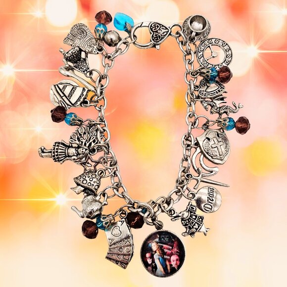 Alice in Wonderland Inspired Charm Bracelet – Silver Tone – Magical, Storybook - Picture 1 of 10